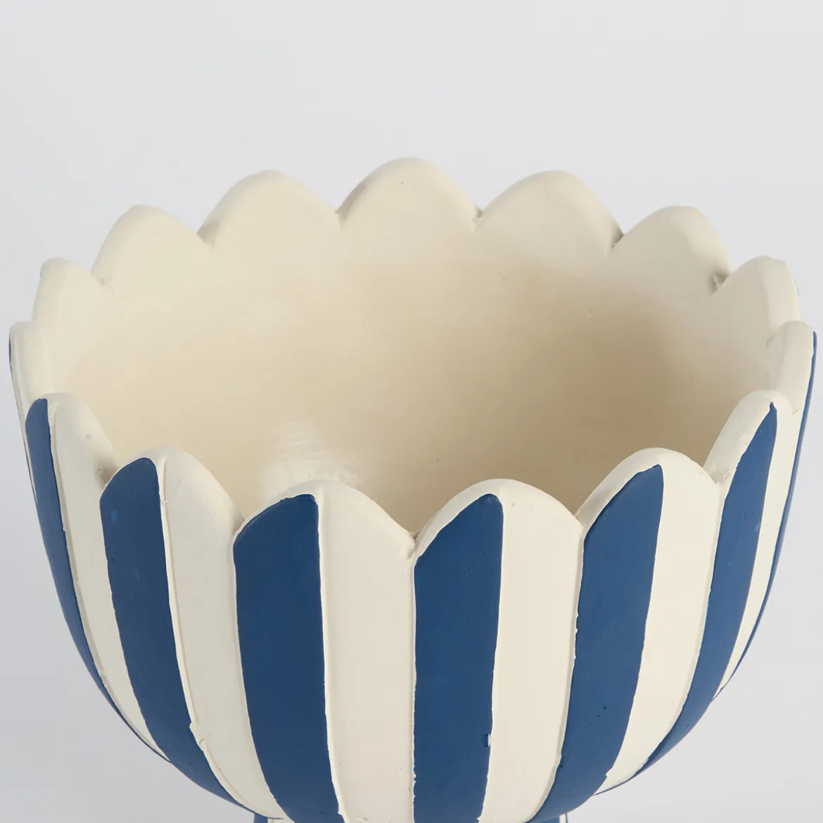 Lucy Dark Blue Stripe Footed Decorative Pot
