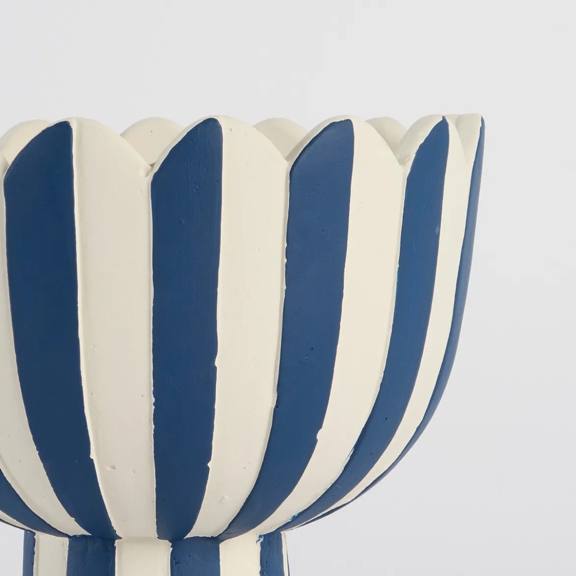 Lucy Dark Blue Stripe Footed Decorative Pot