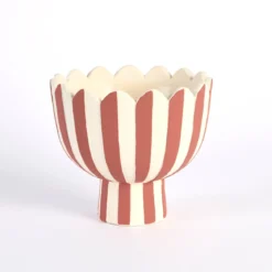Lucy Rust Stripe Footed Decorative Pot