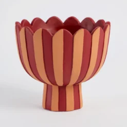 Lucy Stripe Footed Decorative Pot