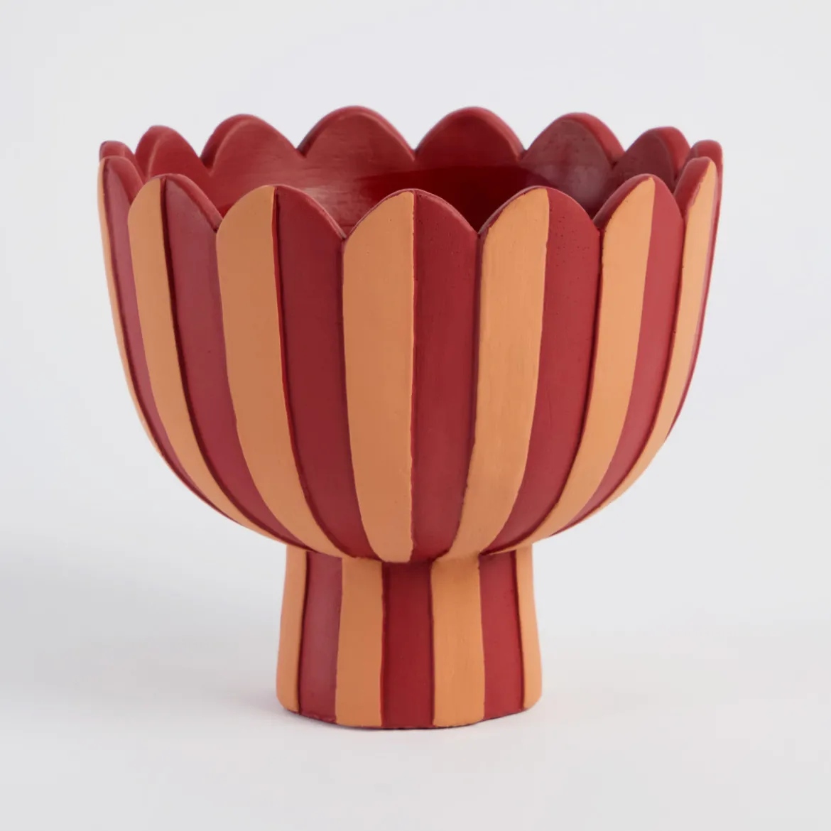 Lucy Stripe Footed Decorative Pot
