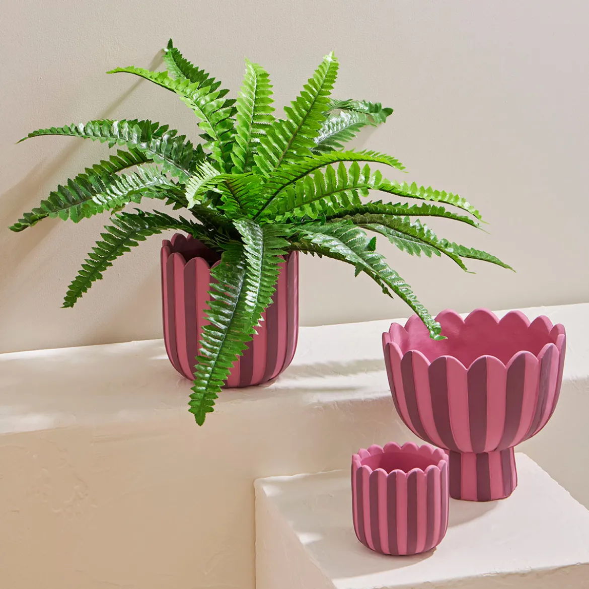 Lucy Stripe Footed Decorative Pot