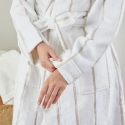 Lucy Terry Towelling White Natural Bath Robe