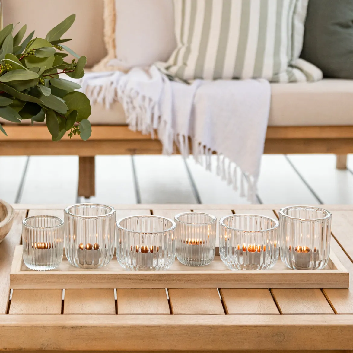 Luna Candle Holders on Natural Tray