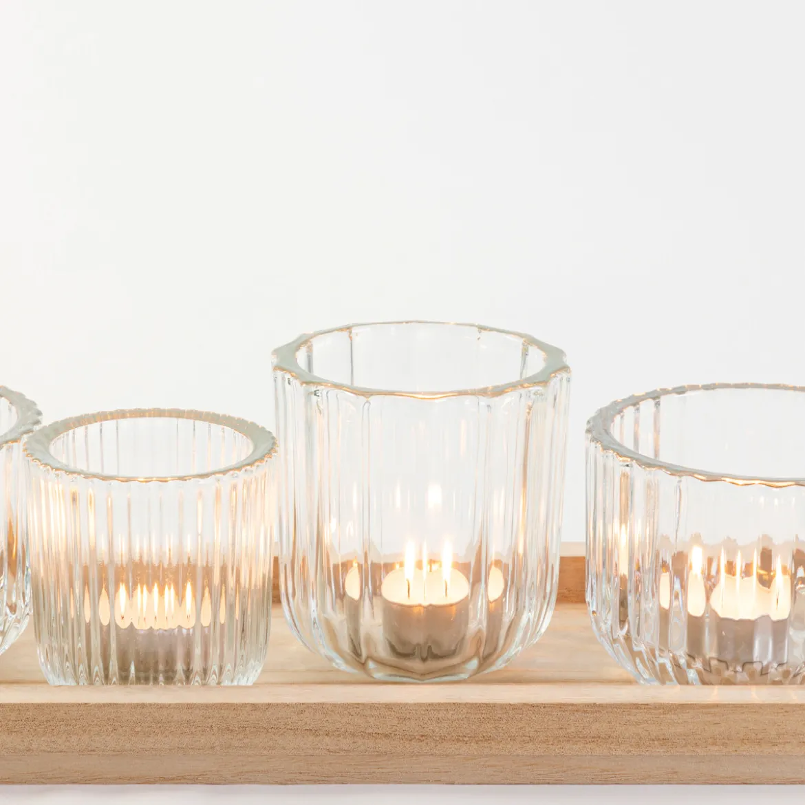 Luna Candle Holders on Natural Tray