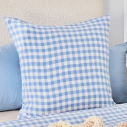 Maisie Light Blue Check European Pillowcase