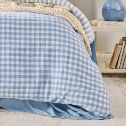 Maisie Reversible Light Blue Check Quilt Cover Set