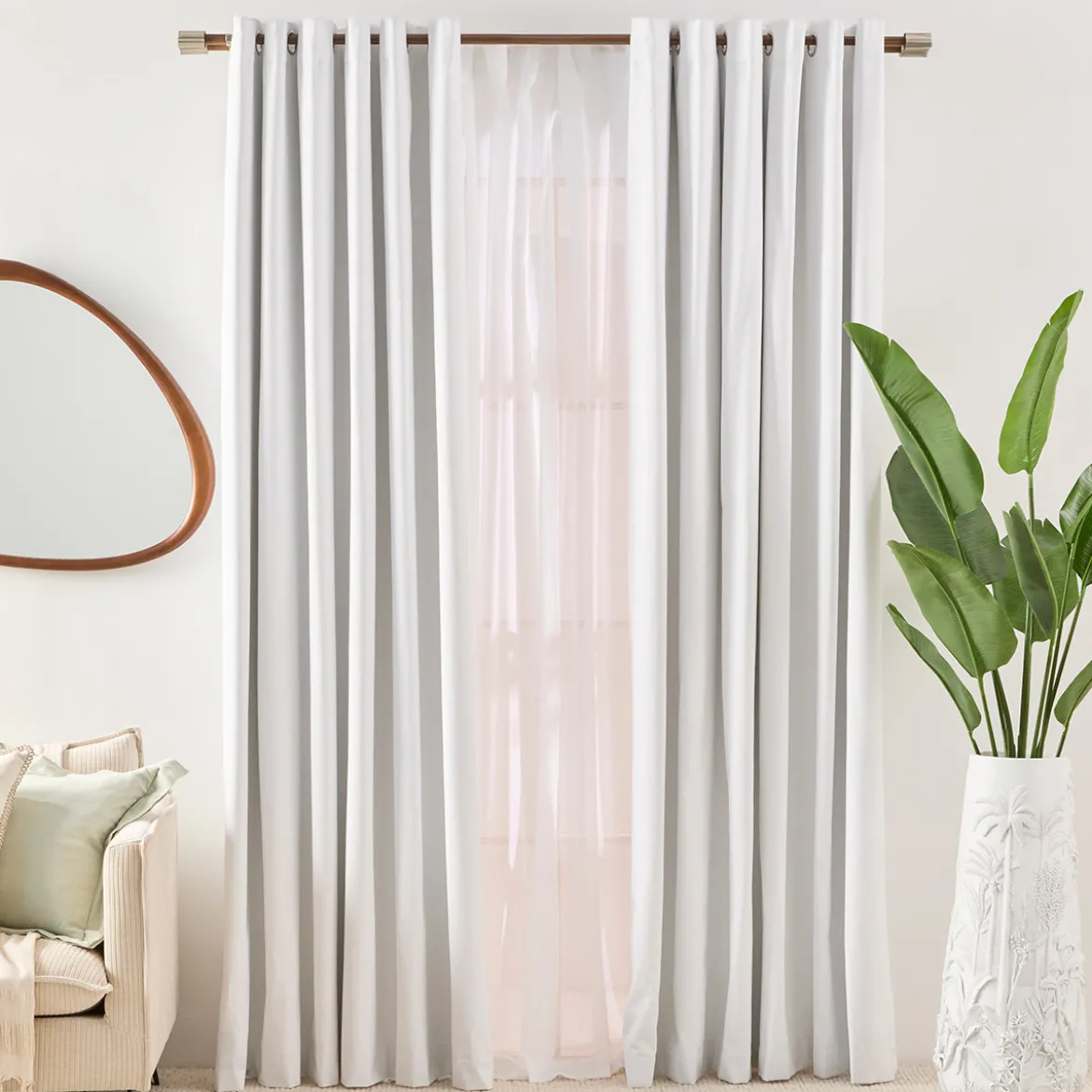 Marina Blockout White Curtain Set of 2
