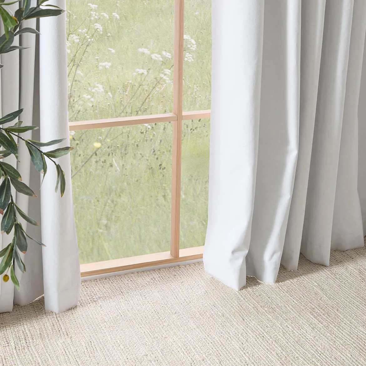 Marina Blockout White Curtain Set of 2