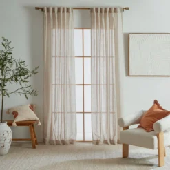 Marina Sheer Beige Curtain Set of 2