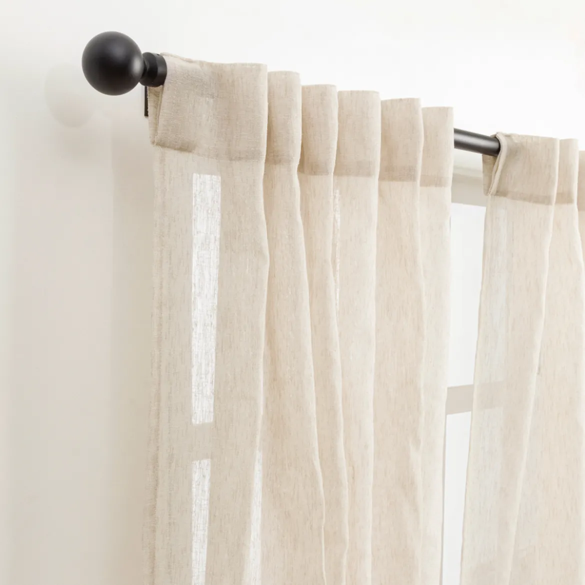 Marina Sheer Beige Curtain Set of 2