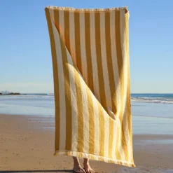 Maris Stripe Mustar Melon Reversible Beach towel