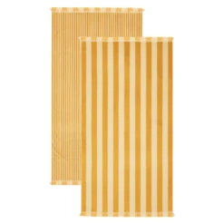 Maris Stripe Mustar Melon Reversible Beach towel