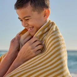 Maris Stripe Mustar Melon Reversible Beach towel