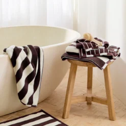 Maverick Mahogany Reversible Stripe Bath Mat