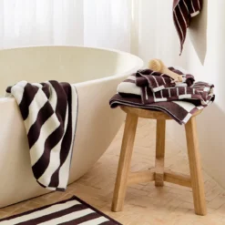 Maverick Mahogany Reversible Stripe Towel Range