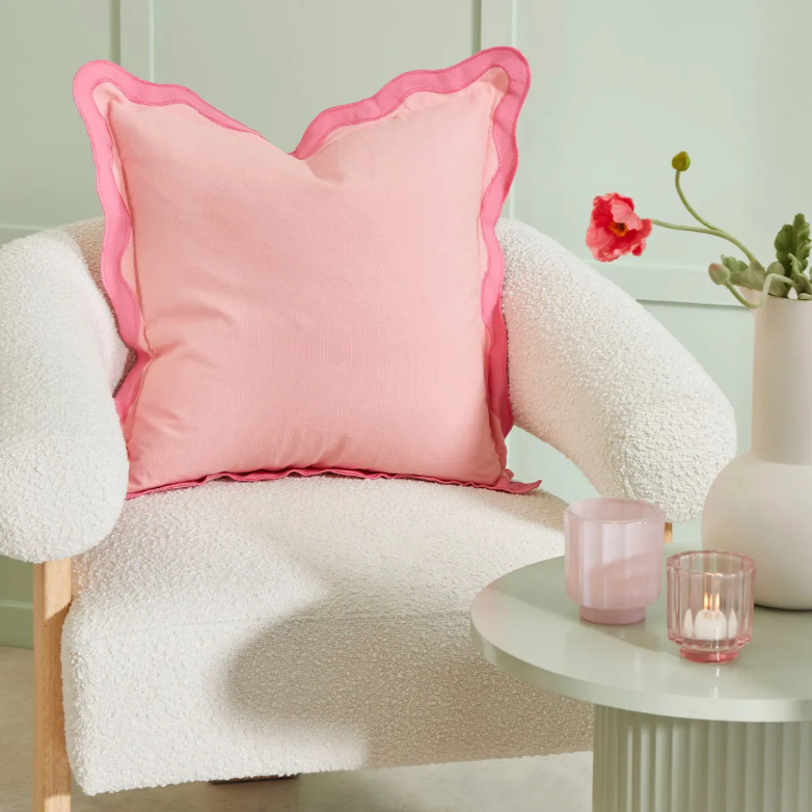 Maya Pink Scalloped Cushion