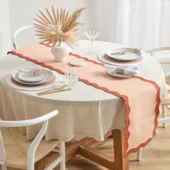 Maya Tan Scalloped Table Runner