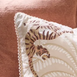 Menna Tiger Palm Embroidered Cushion