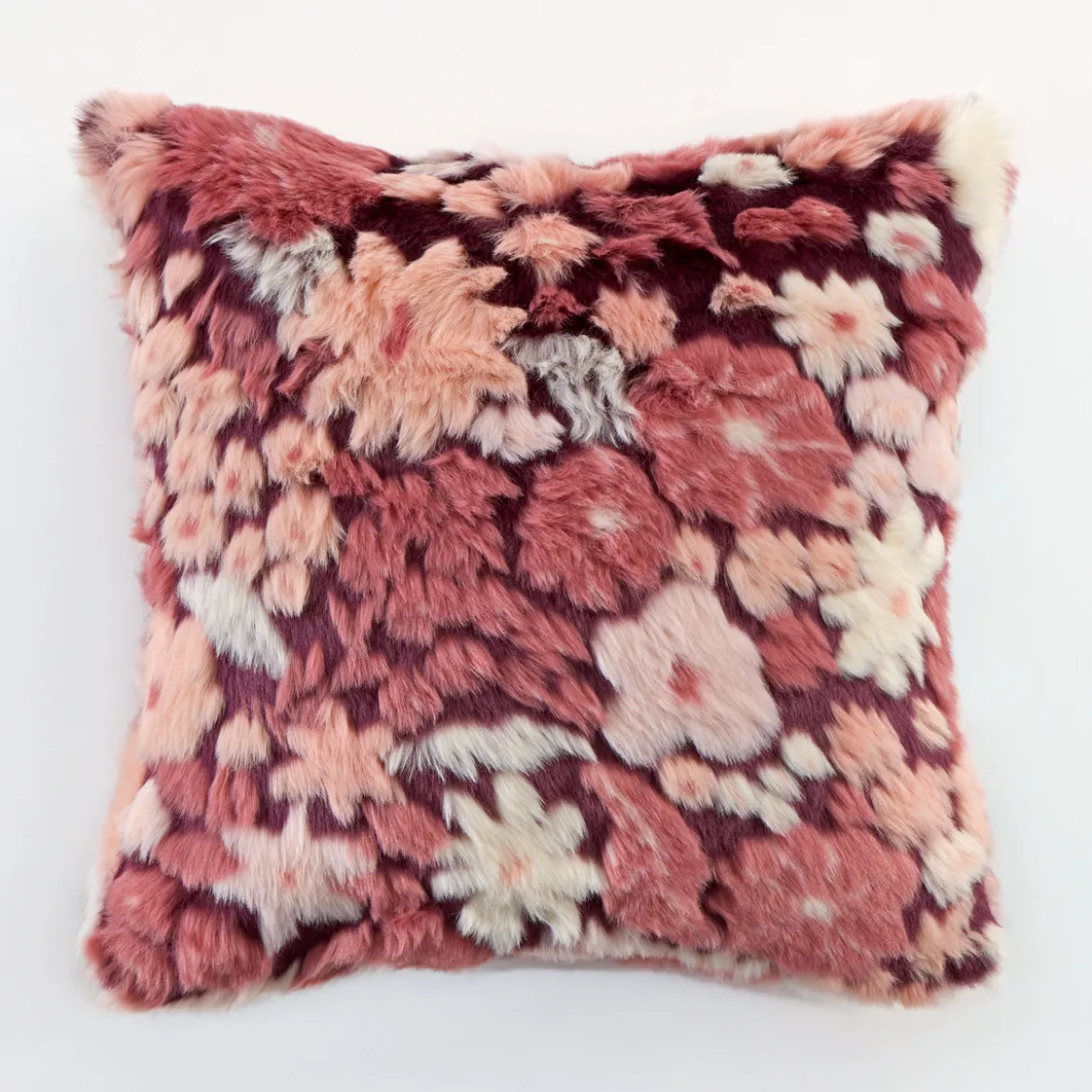 Mila Floral Faux Fur Jacquard Cushion