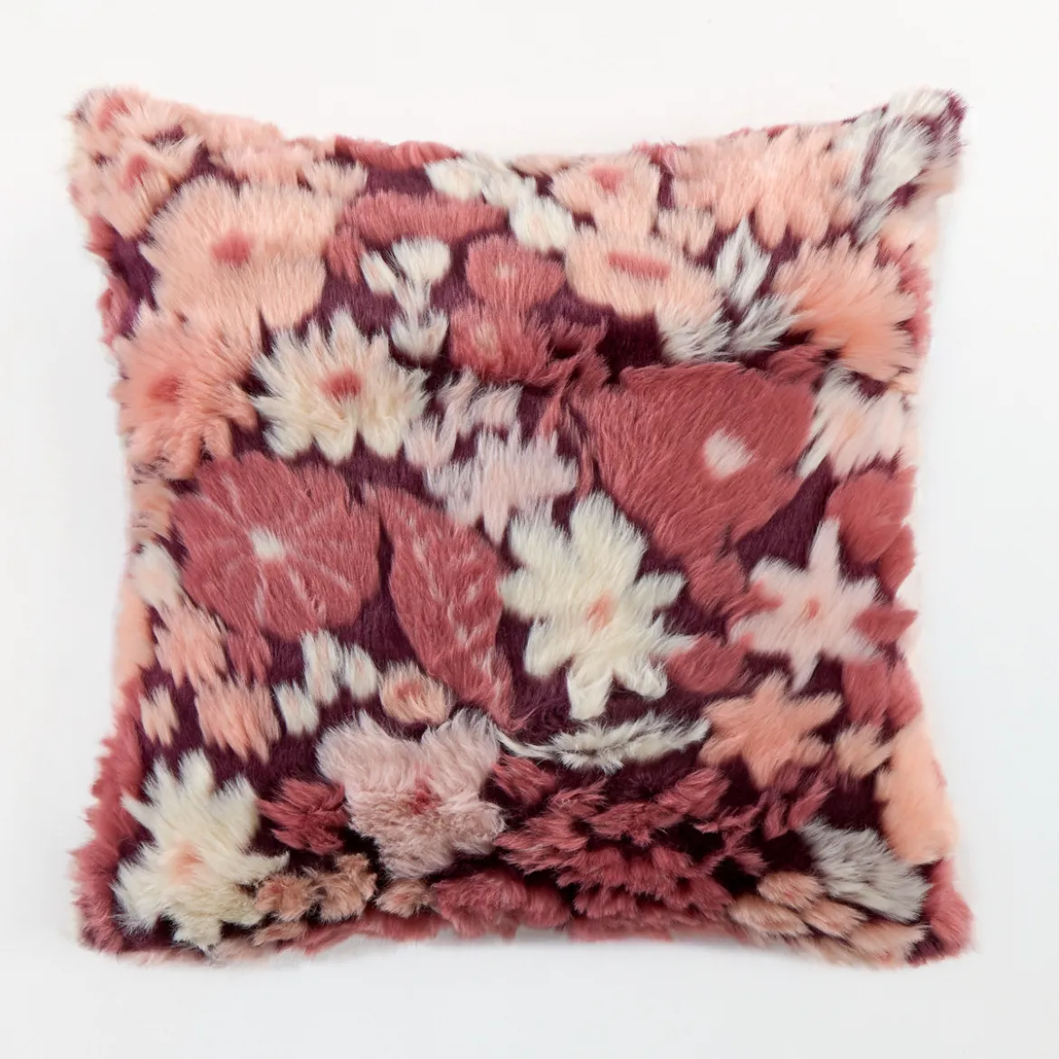 Mila Floral Faux Fur Jacquard Cushion