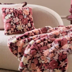 Mila Floral Faux Fur Jacquard Throw