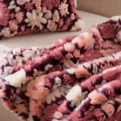 Mila Floral Faux Fur Jacquard Throw