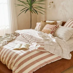 Milah Clay Stripe Quilt Cover Set