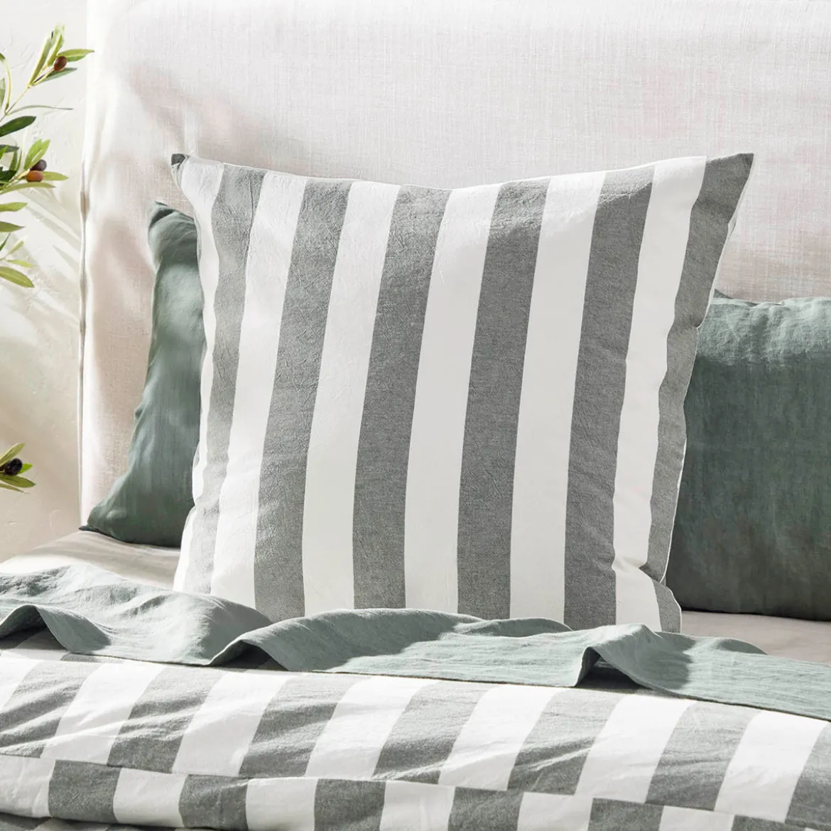 Milah Green Stripe European Pillowcase