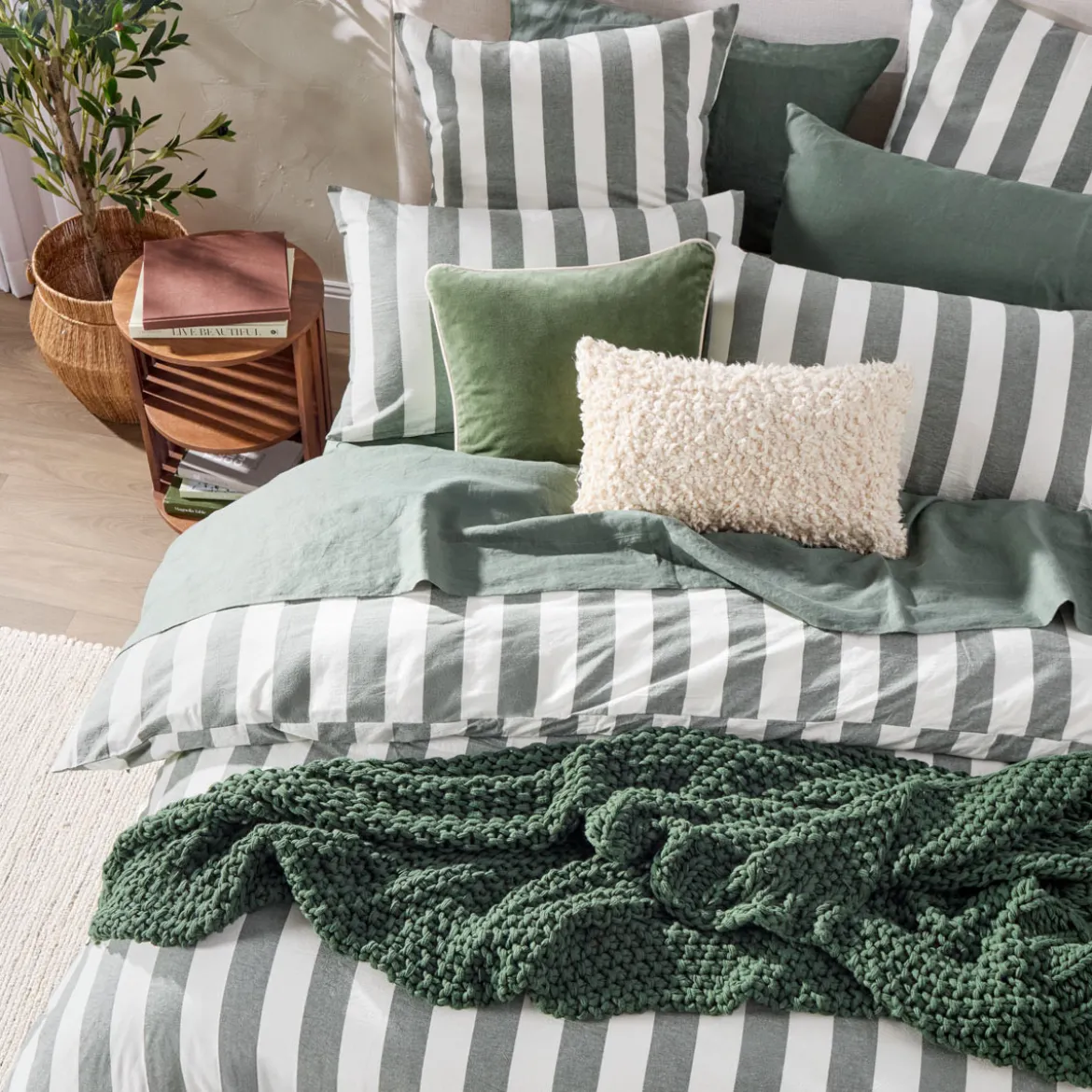 Milah Green Stripe European Pillowcase