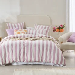 Milah Mauve Stripe Quilt Cover Set