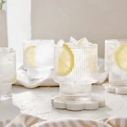 Mila Ribbed Clear Tumbler Glass Set of 4