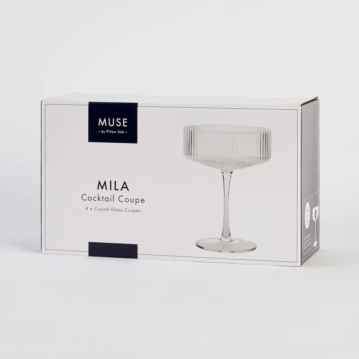 Mila Ribbed Cocktail Coupe Crystal Glass Set of 4