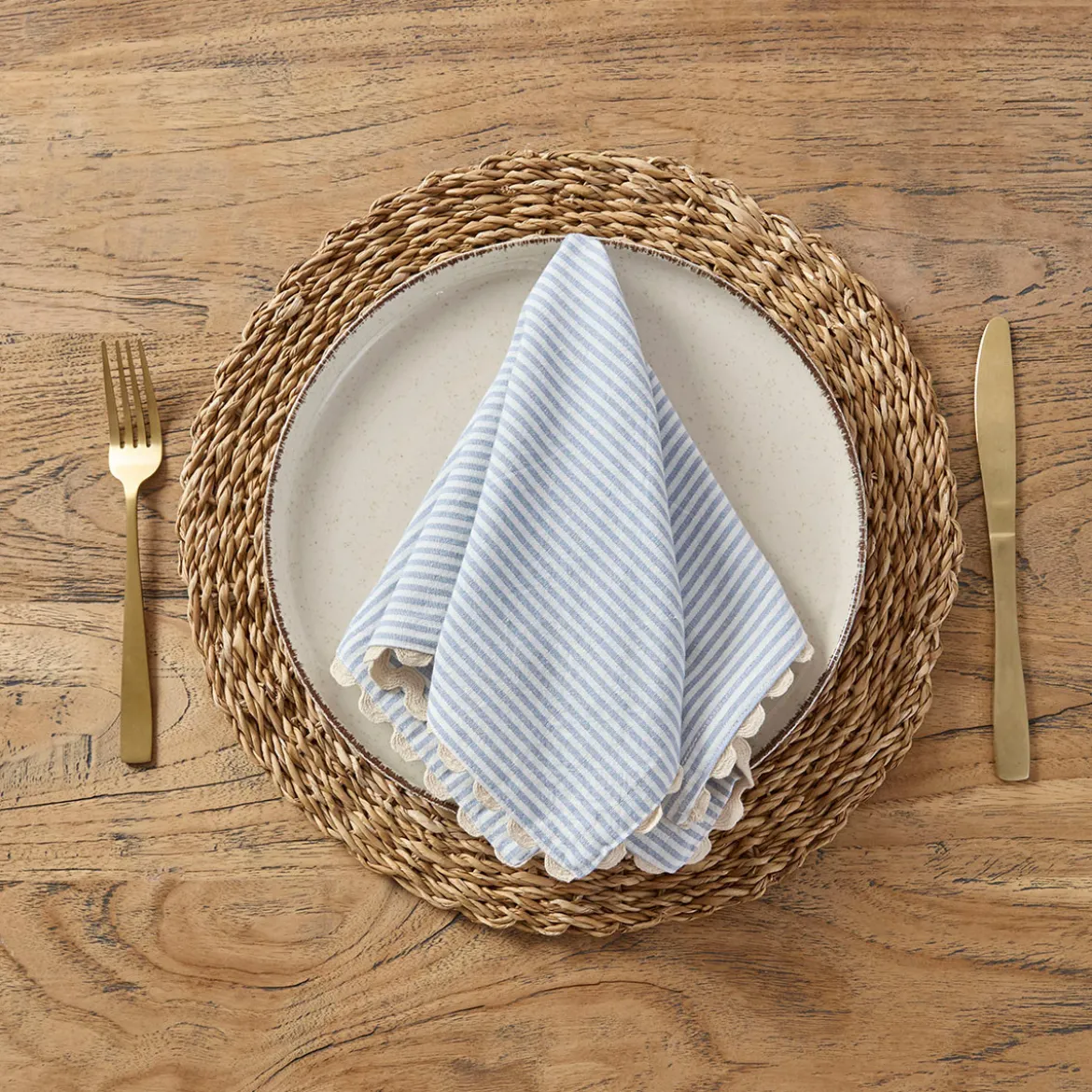 Millie Stripe Scallop Napkin 4 Pack
