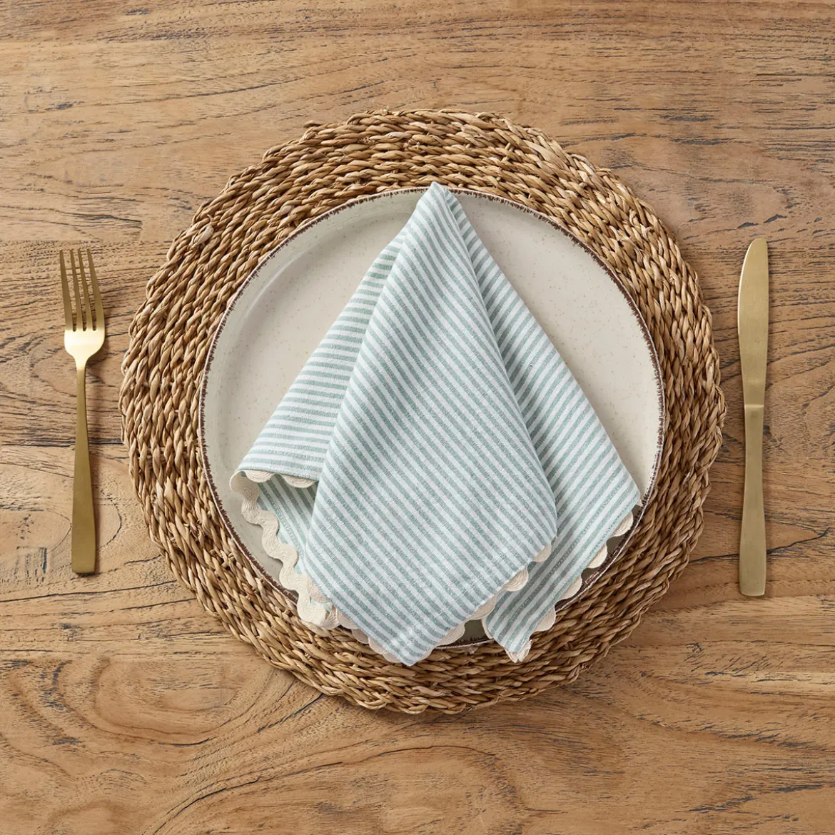 Millie Stripe Scallop Napkin 4 Pack
