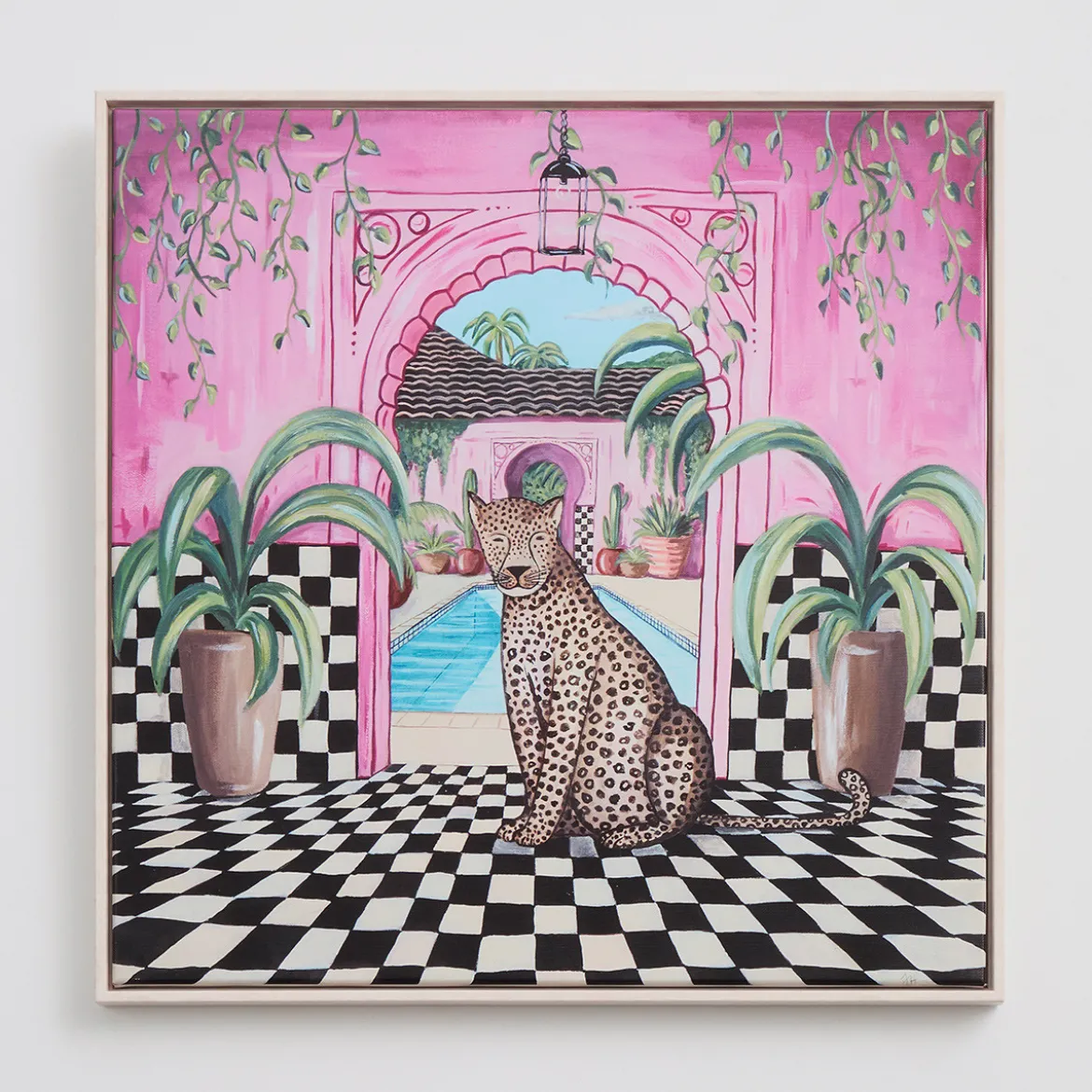 Moroccan Leopard with Love Framed Canvas Wall Art