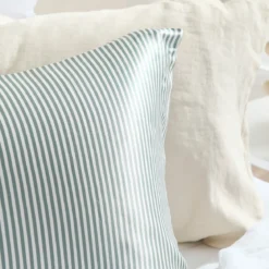 Mulberry Silk Green Striped Pillowcase