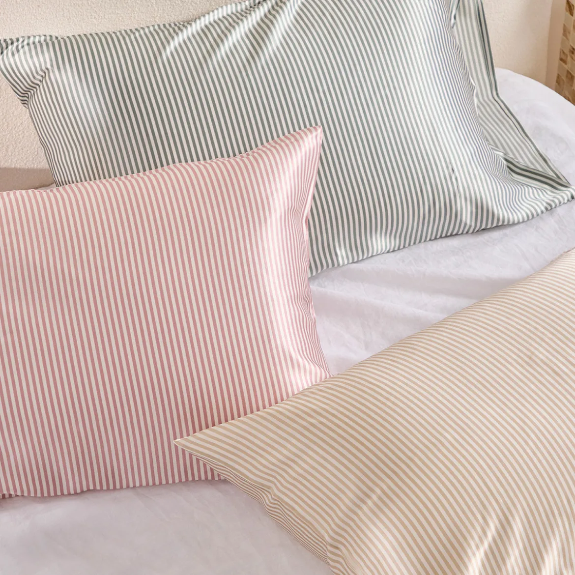 Mulberry Silk Green Striped Pillowcase