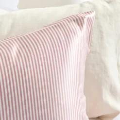 Mulberry Silk Vintage Rose Pink Striped Pillowcase