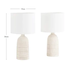 Mykonos 36cm Grey/Natural Table Lamp Set of 2