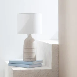 Mykonos 36cm Grey/Natural Table Lamp Set of 2