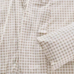 Natural Gingham Cotton Flannelette Sheet Set