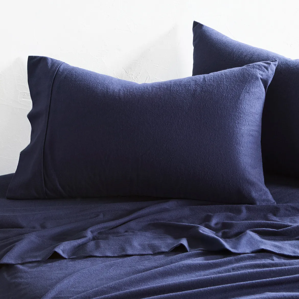 Navy Cotton Flannelette Sheet Set