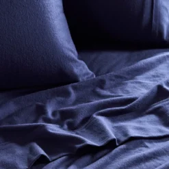 Navy Cotton Flannelette Sheet Set