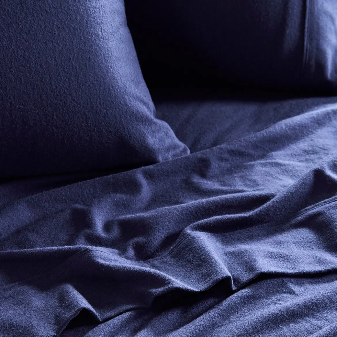Navy Cotton Flannelette Sheet Set