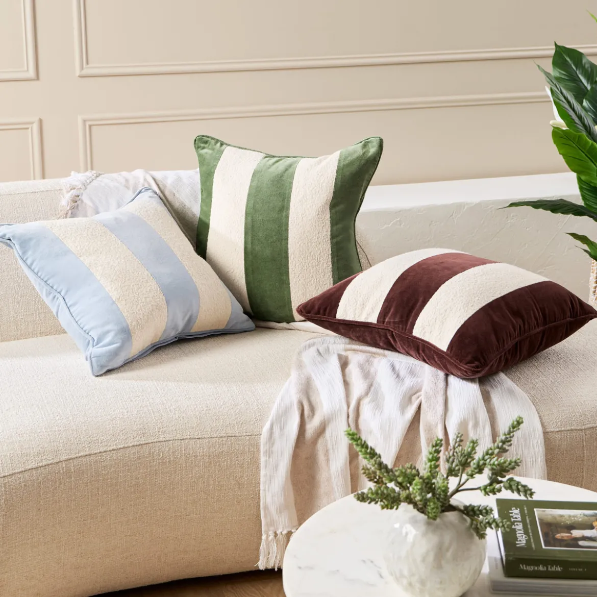 Nico Velvet Boucle Stripe Cushion