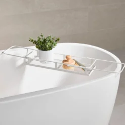 Noah Extendable White Bath Caddy