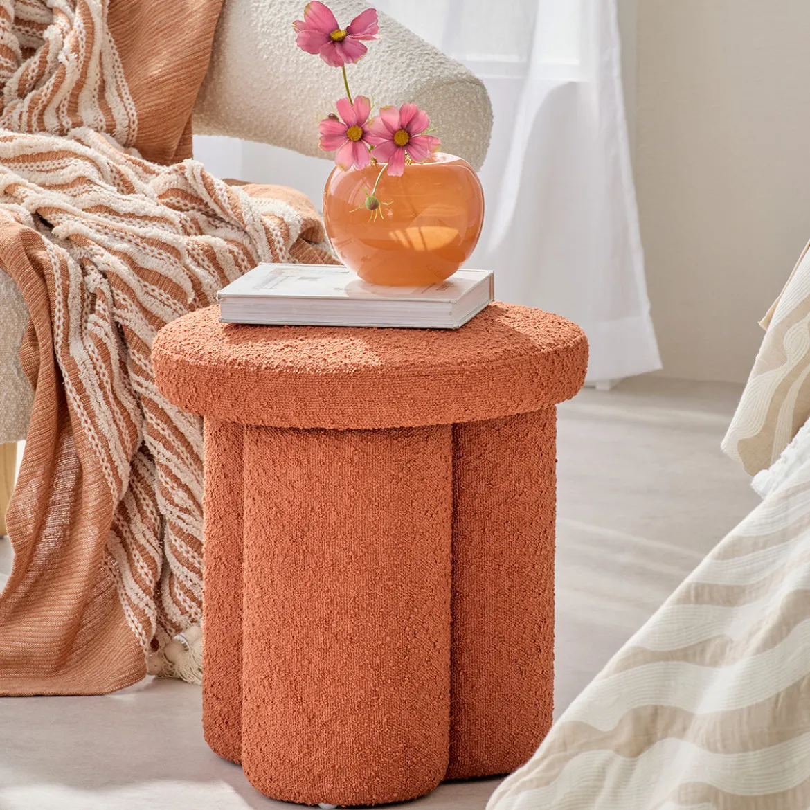 Ollie Boucle Ottoman