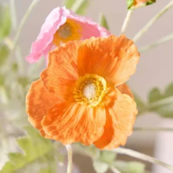 Orange Wild Poppy Artificial Flower Bouquet