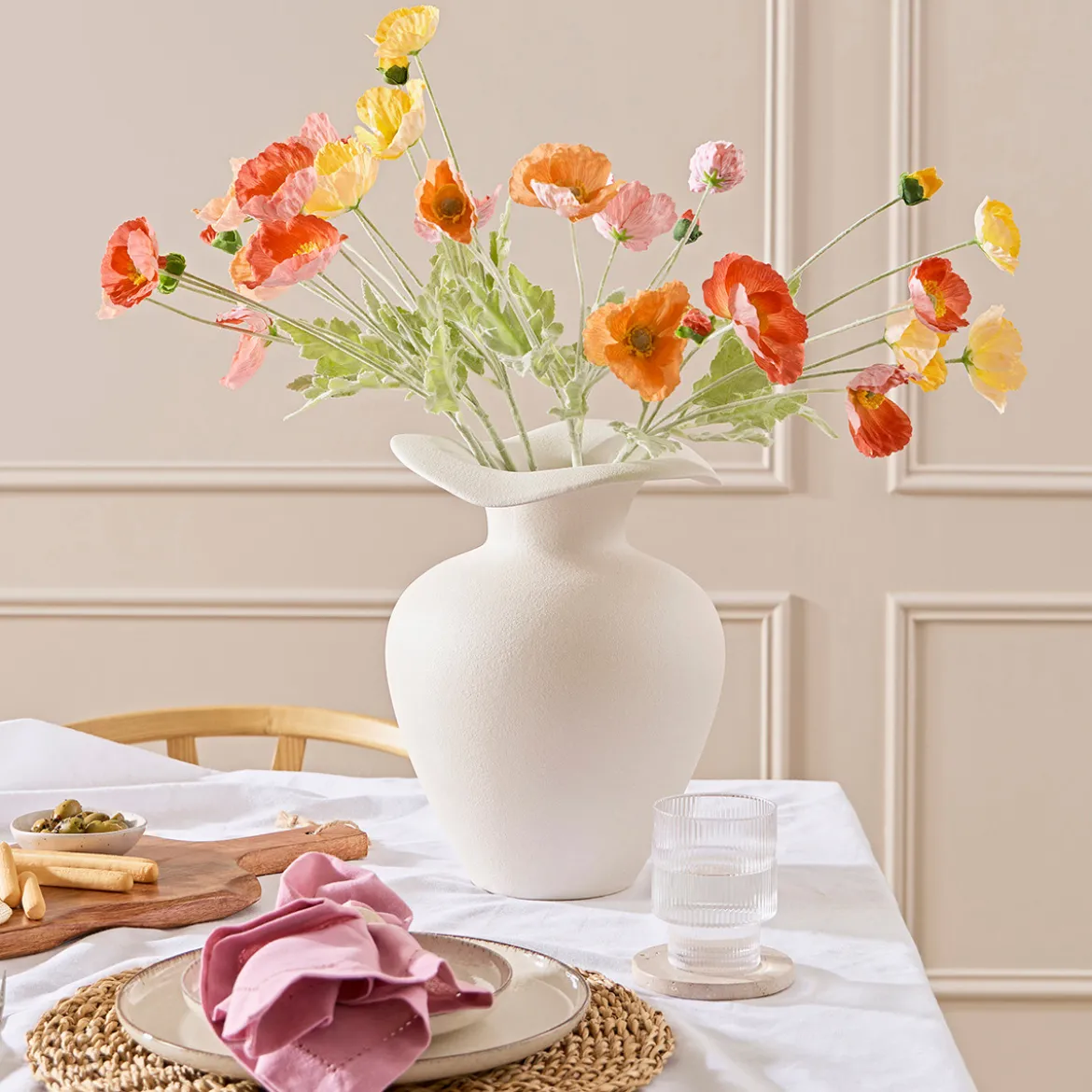 Orange Wild Poppy Artificial Flower Bouquet
